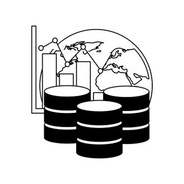 Database center storage world graph financial Illustrazione stock