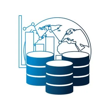 Database center storage world graph financial Illustrazione stock