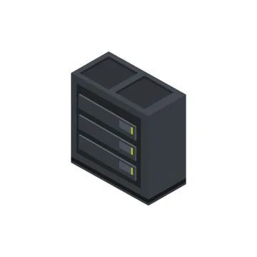 Database center technology hardware device computer isometric Illustrazione stock