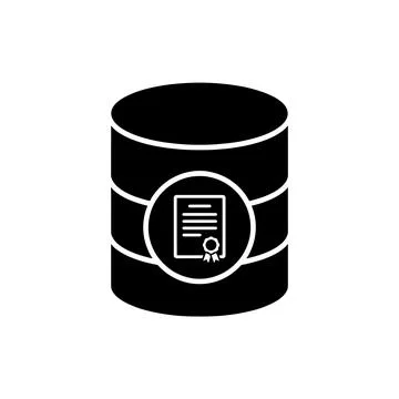 Database Certificate Security Black Filled Style Icon Illustrazione stock