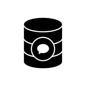 Database Chat Communication Black Filled Style Icon Illustrazione stock