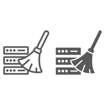 Database cleaning line and glyph icon Stock Illustration