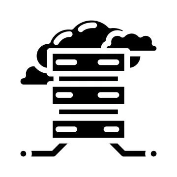 Database cloud computing glyph icon vector illustration Stockillustratie