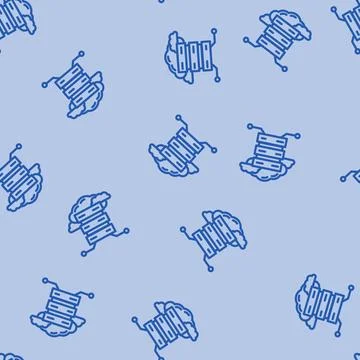 Database cloud computing line vector seamless pattern Illustrazione stock