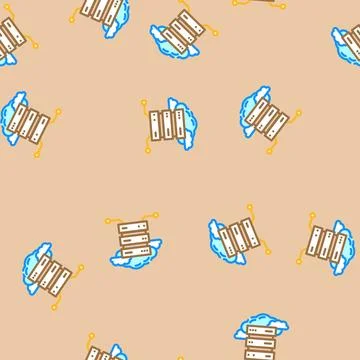 Database cloud computing vector seamless pattern Stock Illustration