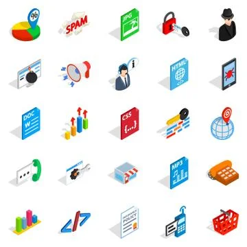 Database cloud icons set, isometric style イラスト素材