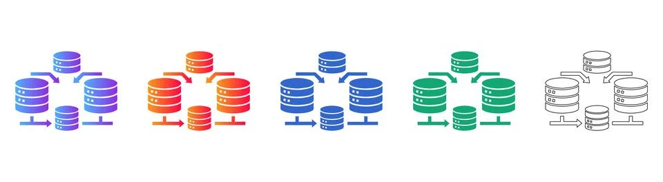 Database Cluster Network Icon Set イラスト素材