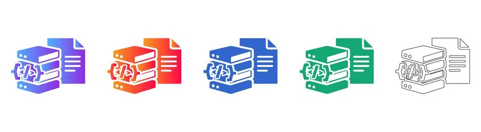 Database Code and File Document Icons 스톡 일러스트