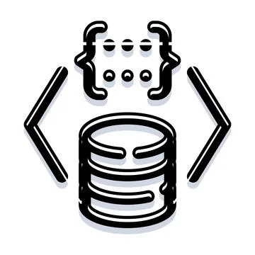 Database with code and programming brackets Stock Illustration