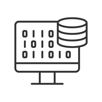 Database coding, icon in line design. Database, coding, programming, data Illustrazione stock