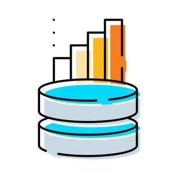 Database collecting and analyzing growing data statistics Illustrazione stock