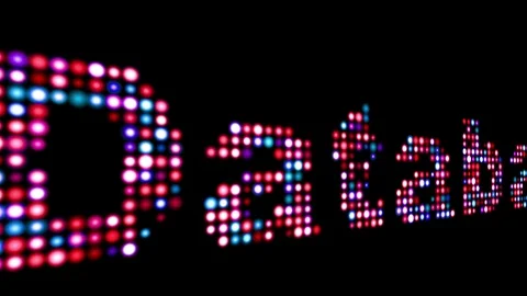 Database colorful led text over black Stock Footage 117001092