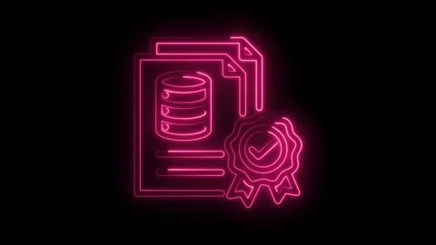 Database compliance certification glowing neon style on black background da.. Stock Footage 346001022