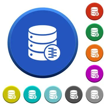 Database compress data beveled buttons Stock Illustration
