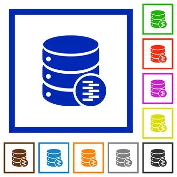 Database compress data flat framed icons Stock Illustration