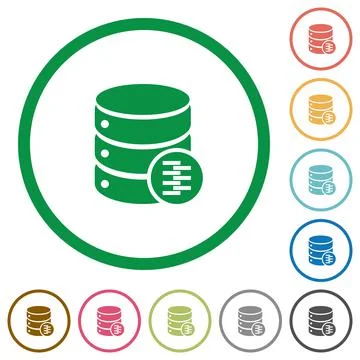 Database compress data flat icons with outlines Stock Illustration