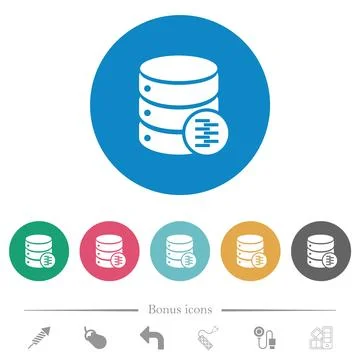 Database compress data flat round icons Stock Illustration