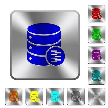 Database compress data rounded square steel buttons Stock Illustration
