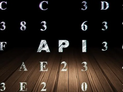 Database concept: Api in grunge dark room Illustration