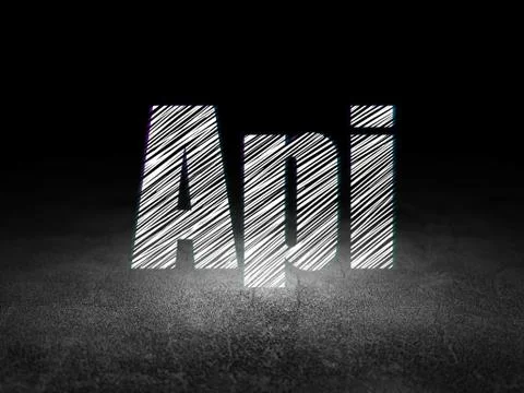 Database concept: Api in grunge dark room Stockillustratie