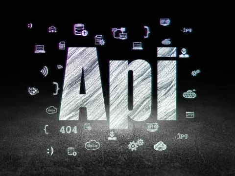 Database concept: Api in grunge dark room Illustrazione stock