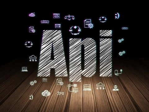 Database concept: Api in grunge dark room イラスト素材