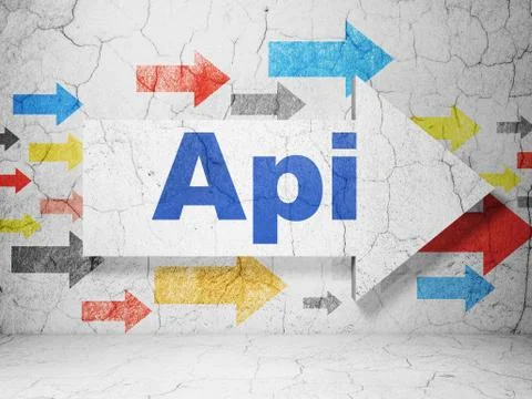Database concept: arrow with Api on grunge wall background 스톡 일러스트