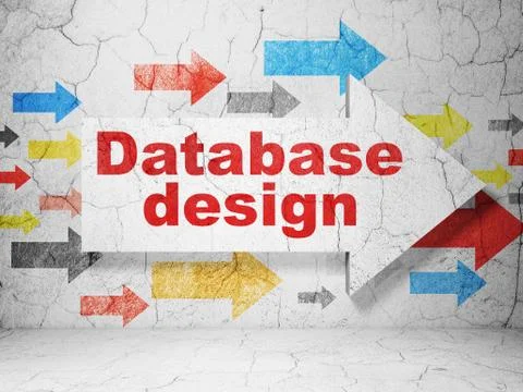 Database concept: arrow with Database Design on grunge wall background 库存插图