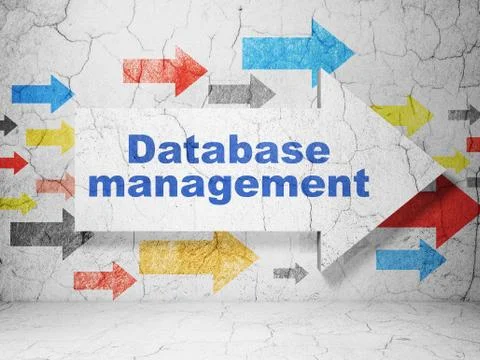 Database concept: arrow with Database Management on grunge wall background Stock Illustration