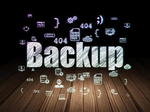 Database concept: Backup in grunge dark room Stock Illustration