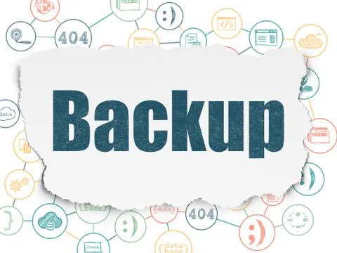 Database concept: Backup on Torn Paper background 库存插图