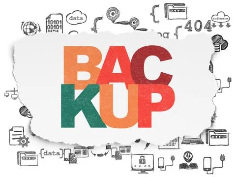 Database concept: Backup on Torn Paper background 库存插图