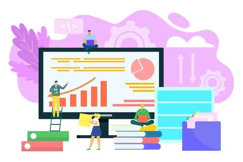 Database concept, big data architecture, data technology and business analytics Stock Illustration