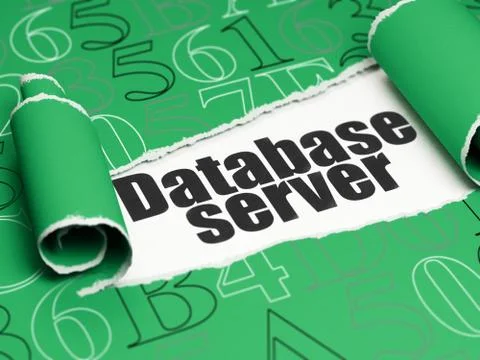 Database concept: black text Database Server under the piece of  torn paper Stock Illustration