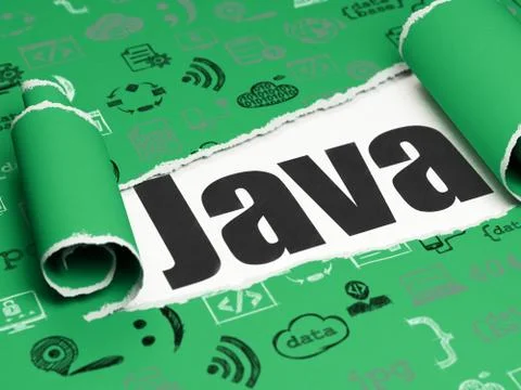 Database concept: black text Java under the piece of  torn paper Stock Illustration