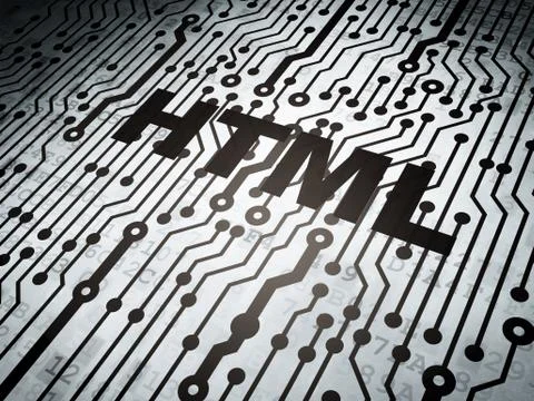 Database concept: circuit board with Html Illustrazione stock