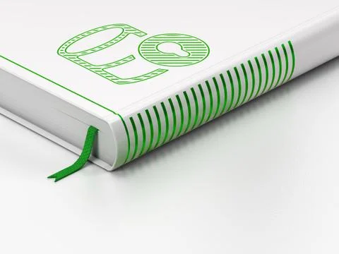 Database concept: closed book, Database With Lock on white background Illustrazione stock