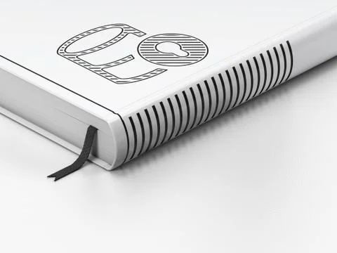 Database concept: closed book, Database With Lock on white background Illustrazione stock
