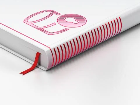 Database concept: closed book, Database With Lock on white background Illustrazione stock