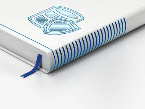 Database concept: closed book, Database With Shield on white background Stock Illustration