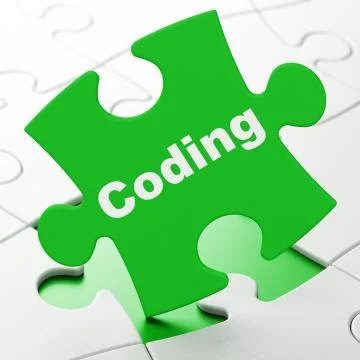 Database concept: Coding on puzzle background Stock-Illustration