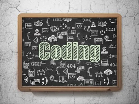 Database concept: Coding on School board background イラスト素材