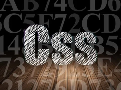 Database concept: Css in grunge dark room Stock-Illustration