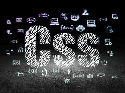 Database concept: Css in grunge dark room 스톡 일러스트