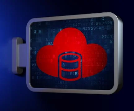 Database concept: Database With Cloud on billboard background 库存插图