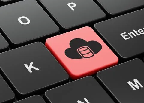 Database concept: Database With Cloud on computer keyboard background Stock-Illustration