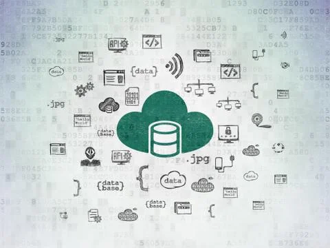 Database concept: Database With Cloud on Digital Paper background 库存插图