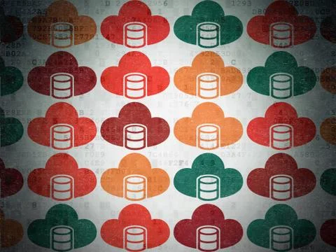Database concept: Database With Cloud icons on Digital Paper background イラスト素材