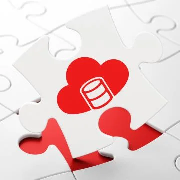 Database concept: Database With Cloud on puzzle background Stock Illustration