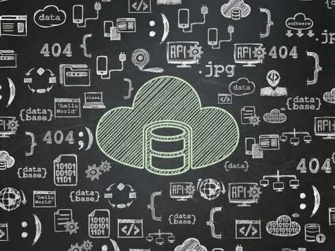 Database concept: Database With Cloud on School Board background Stock Illustration
